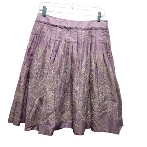 Talbots Lavender Paisley Embroidered A-Line Skirt Knee Length Size 4 Feminine